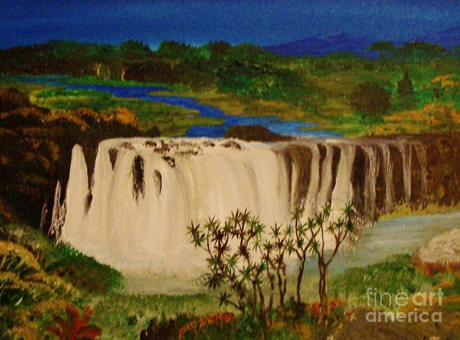 Ethiopian Nile waterfall Painting by Brigitte Emme