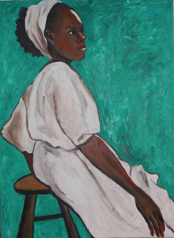 Ethiopian Woman in Green Painting by Esther Newman-Cohen