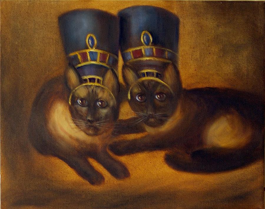 Cats of Egypt Painting by Rand Burns