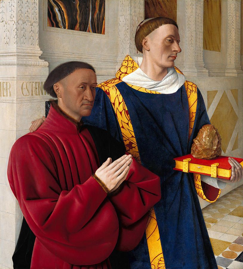 Etienne Chevalier with St Stephen Painting by Jean Fouquet