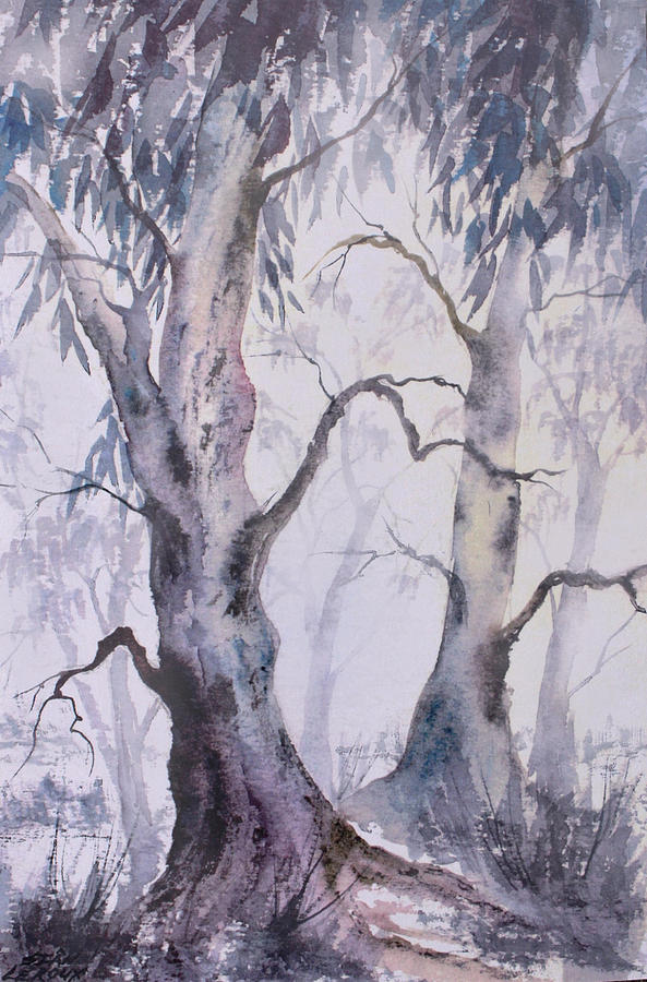 Eucalyptus Trees In The Mist Painting by David Clode