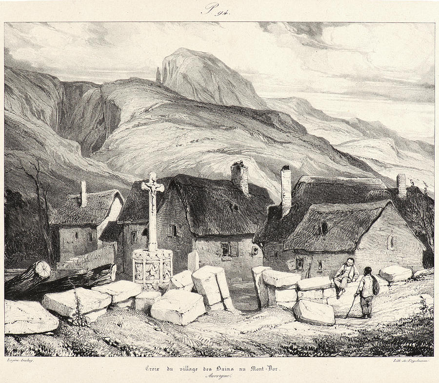 French Drawing - Eugène Isabey French, 1803 - 1886. Croix Du Village Des by Litz Collection