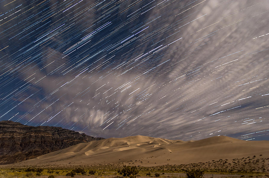 Mountain Photograph - Eureka Dunes Star Trails by Cat Connor