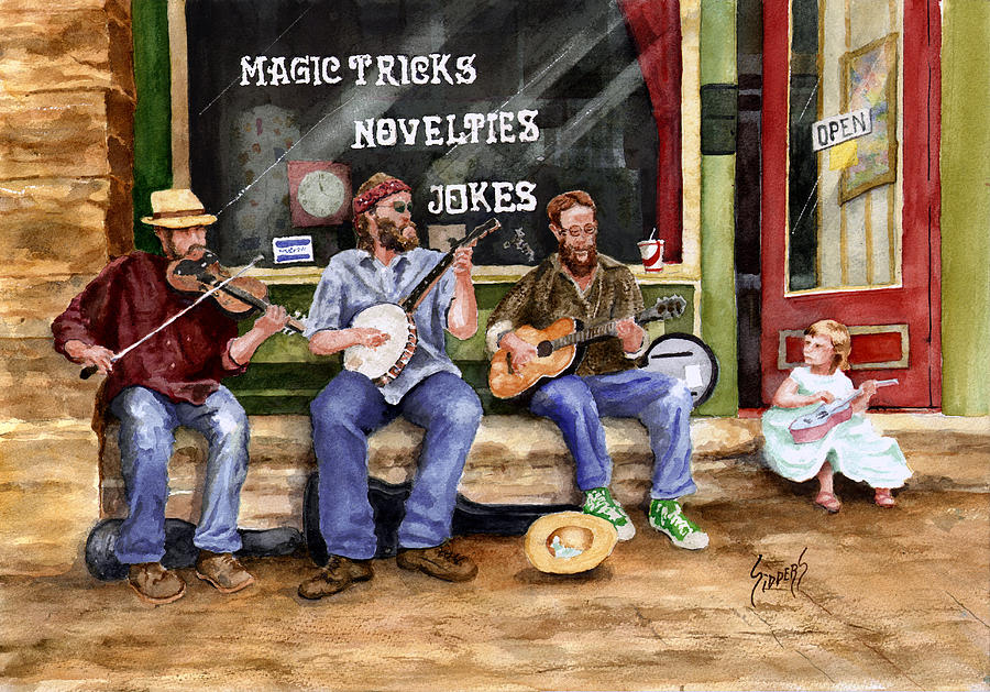 Music Painting - Eureka Springs Novelty Shop String Quartet by Sam Sidders
