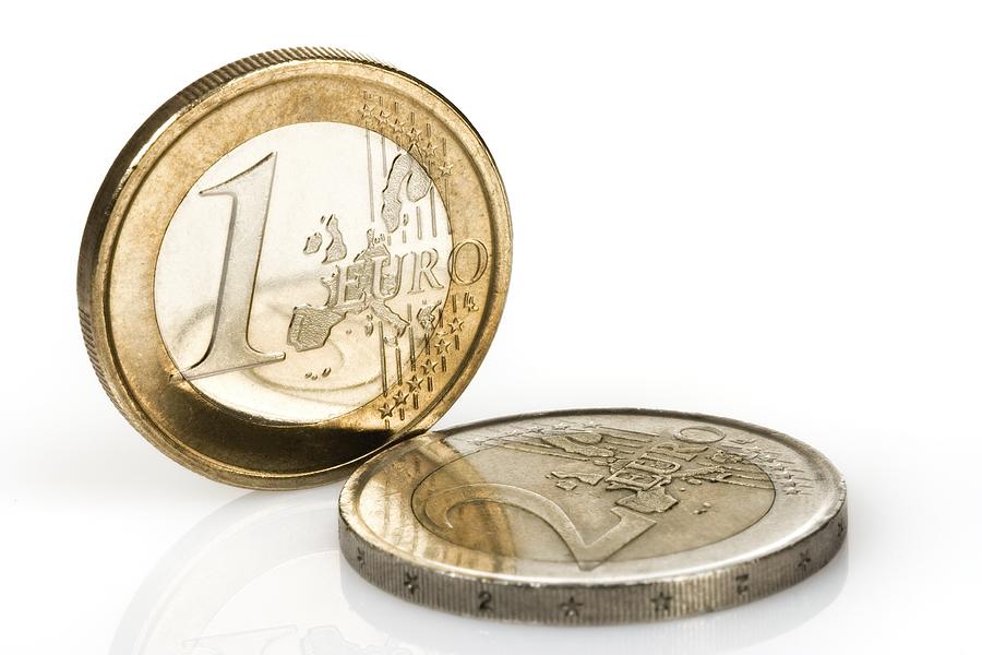 Euro Coins over white background Photograph by Araminta Studio - Didier Kobi