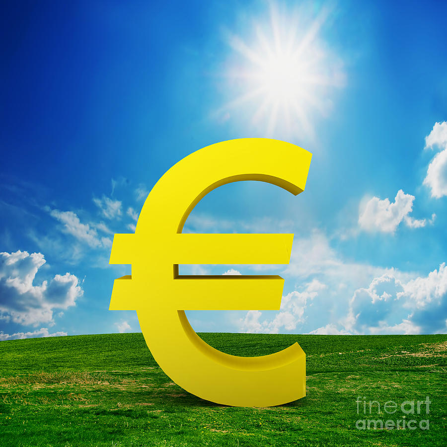 Spring Photograph - EURO currency model on the field by Michal Bednarek