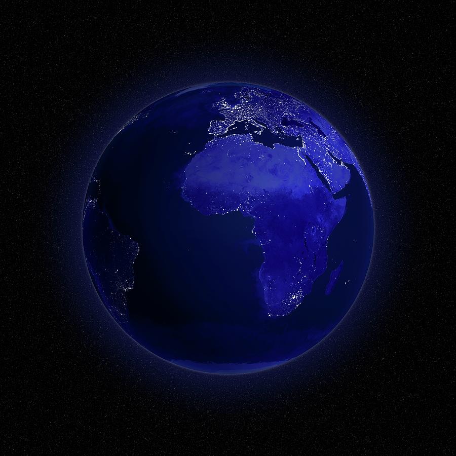 Europe And Africa At Night, Artwork Digital Art by Andrzej Wojcicki Europe And Africa At Night, Artwork Digital Art by Andrzej Wojcicki