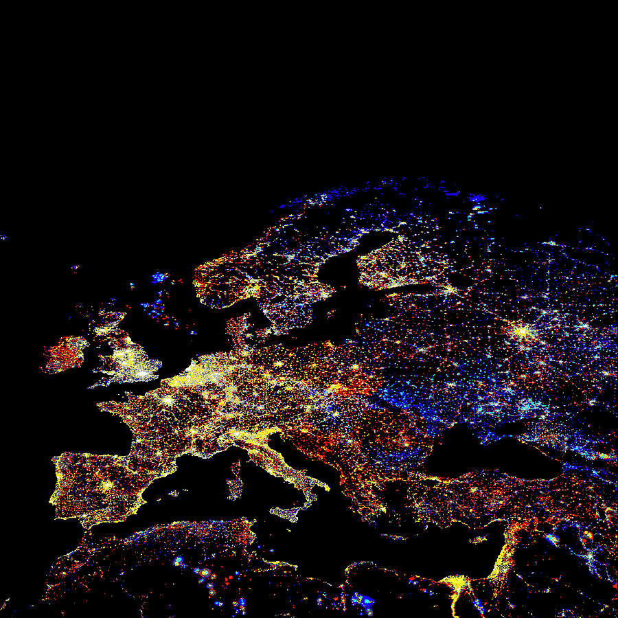 Europe At Night Photograph by Noaa/science Photo Library