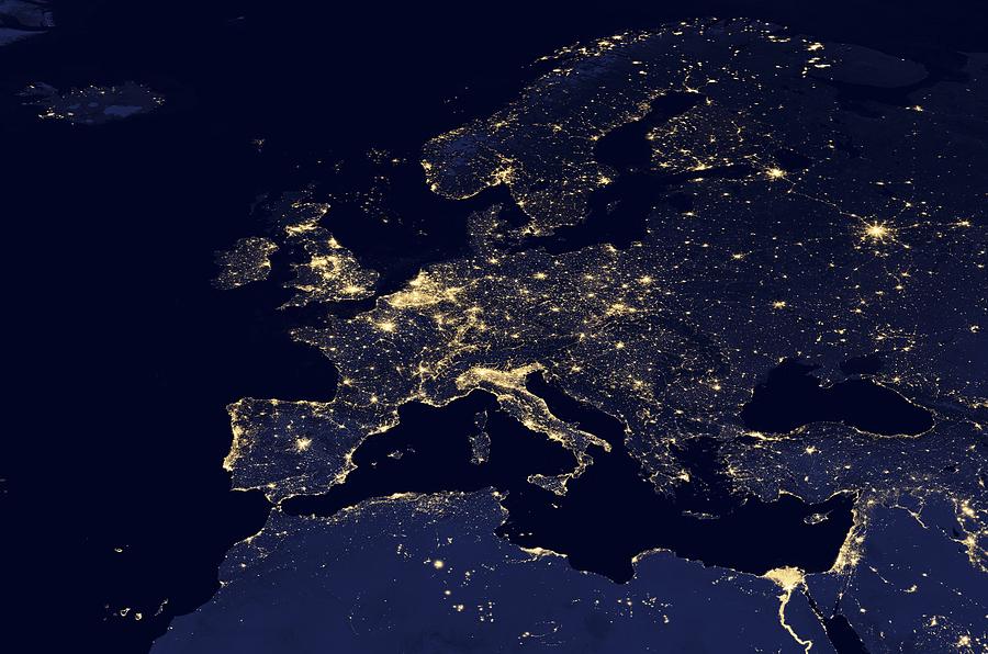 Europe at night, satellite image Photograph by Science Photo Library