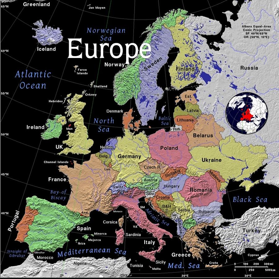 Europe Exotic Map Mixed Media by Florene Welebny