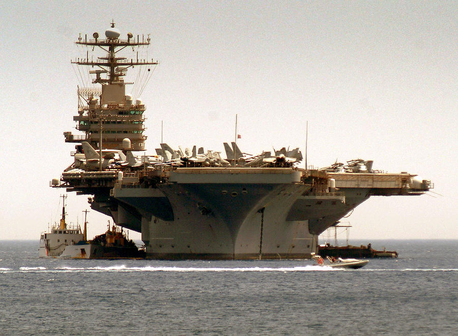 Europe, Greece, View Of American Aircraft Carrier Photograph by Kypros