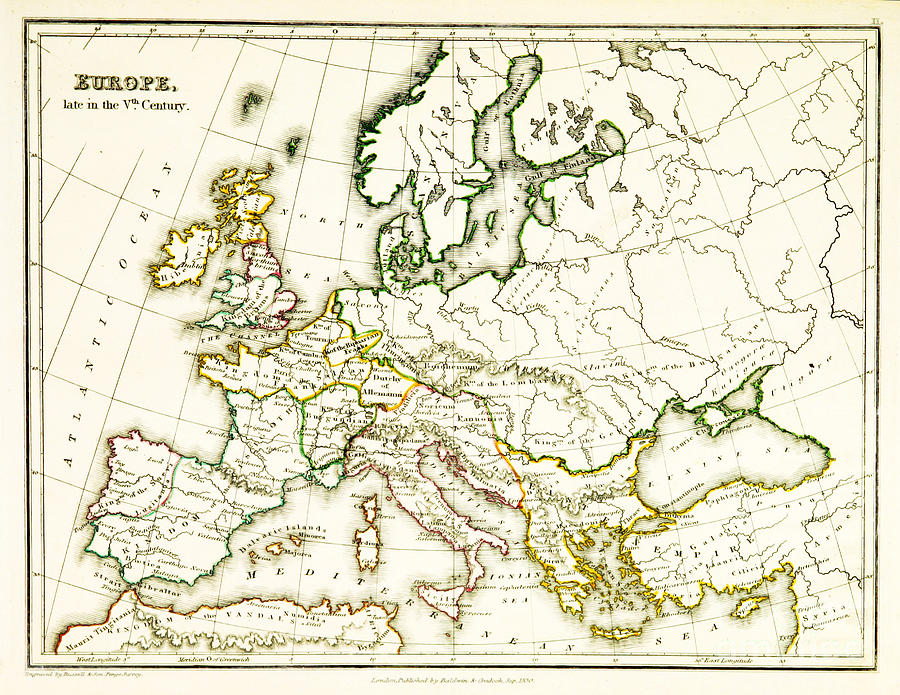Europe Map, After Fall Of Roman Empire Photograph by British Library