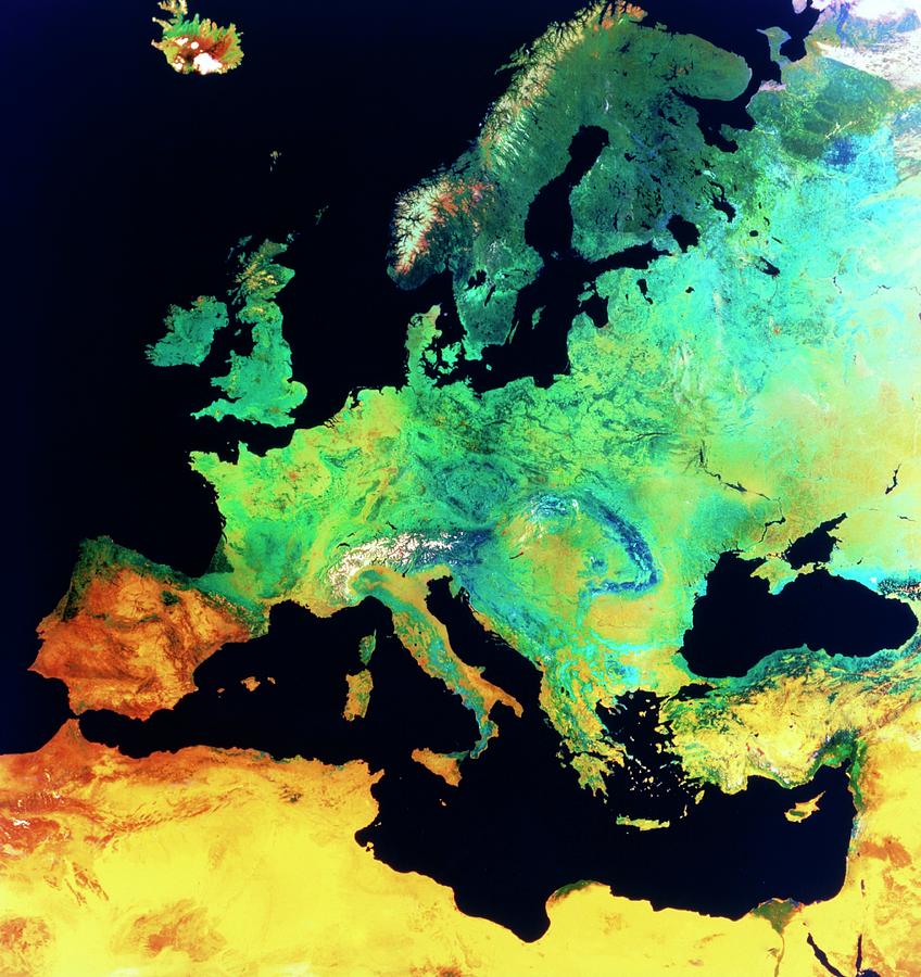 Europe Noaa Mosaic Photograph by Nrsc Ltd/science Photo Library