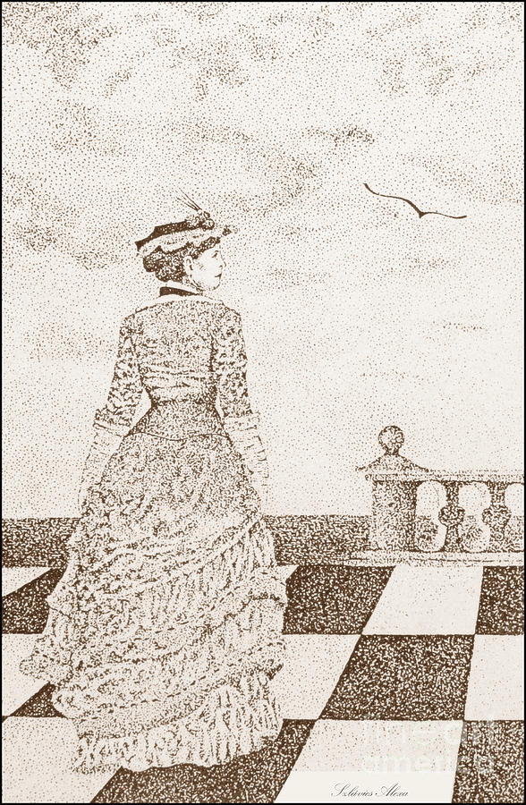 European lady in the 19 century Drawing by Alexa Szlavics