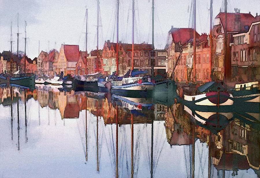 European Seaport Village  Painting by Elaine Plesser