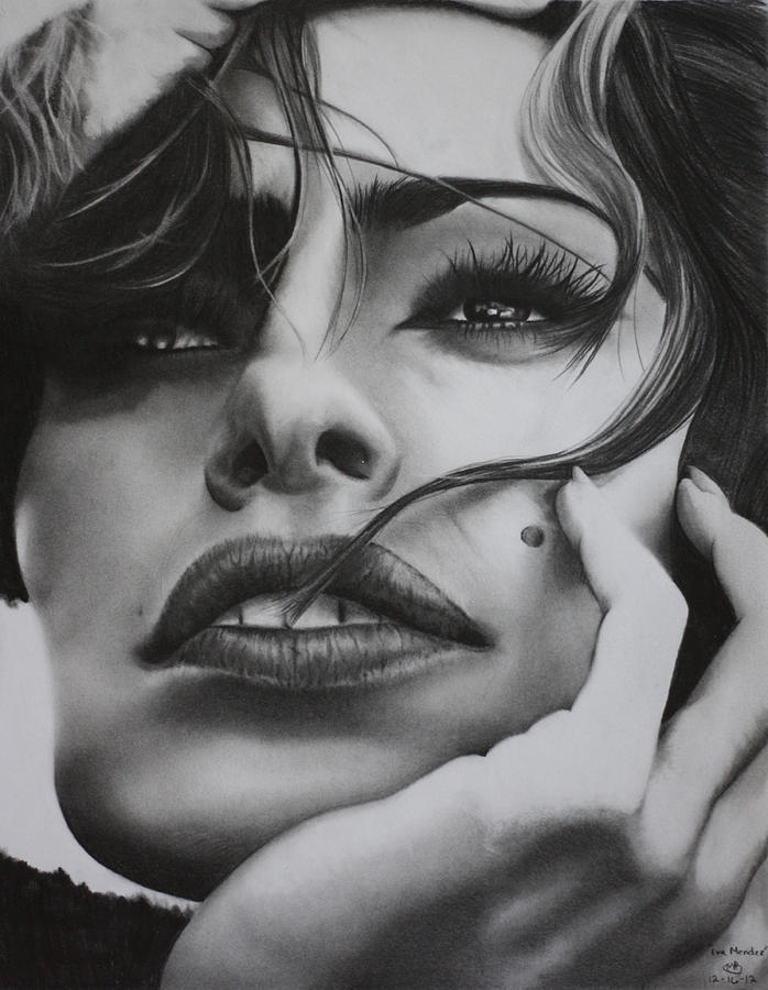 Eva Mendes Drawing by Mitchell Ryan - Fine Art America