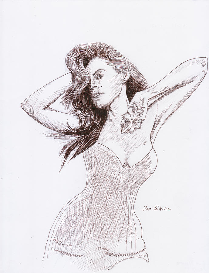 Portrait Drawing - Eva Mendez by Martin Valeriano