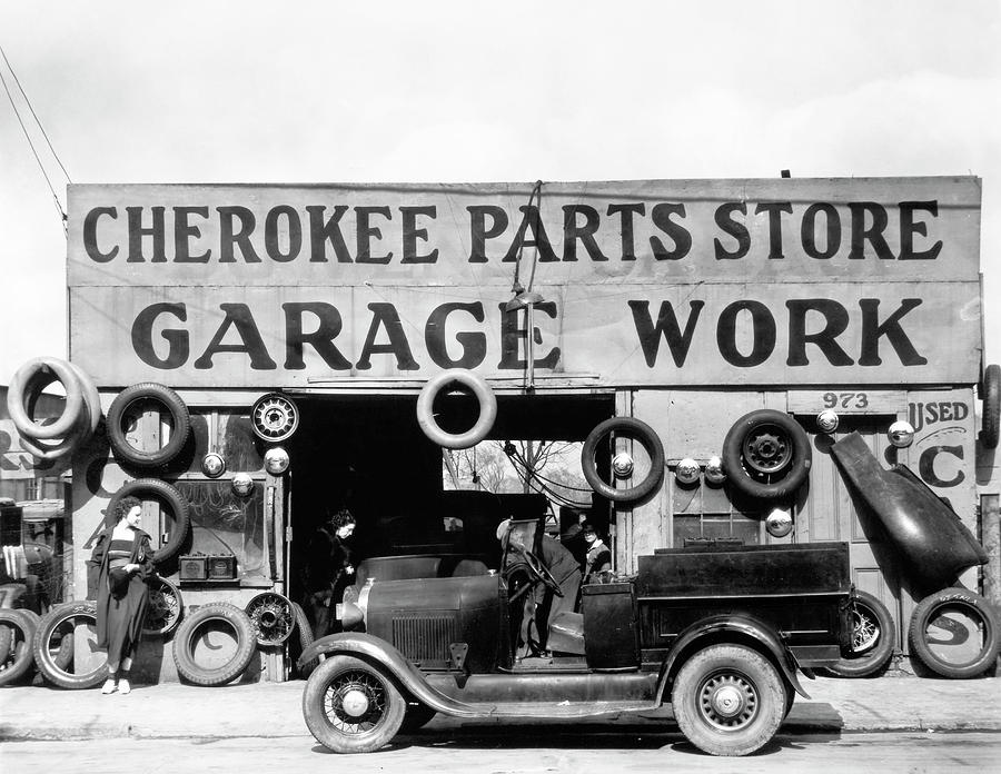 Evans Garage, 1936 Photograph by Granger