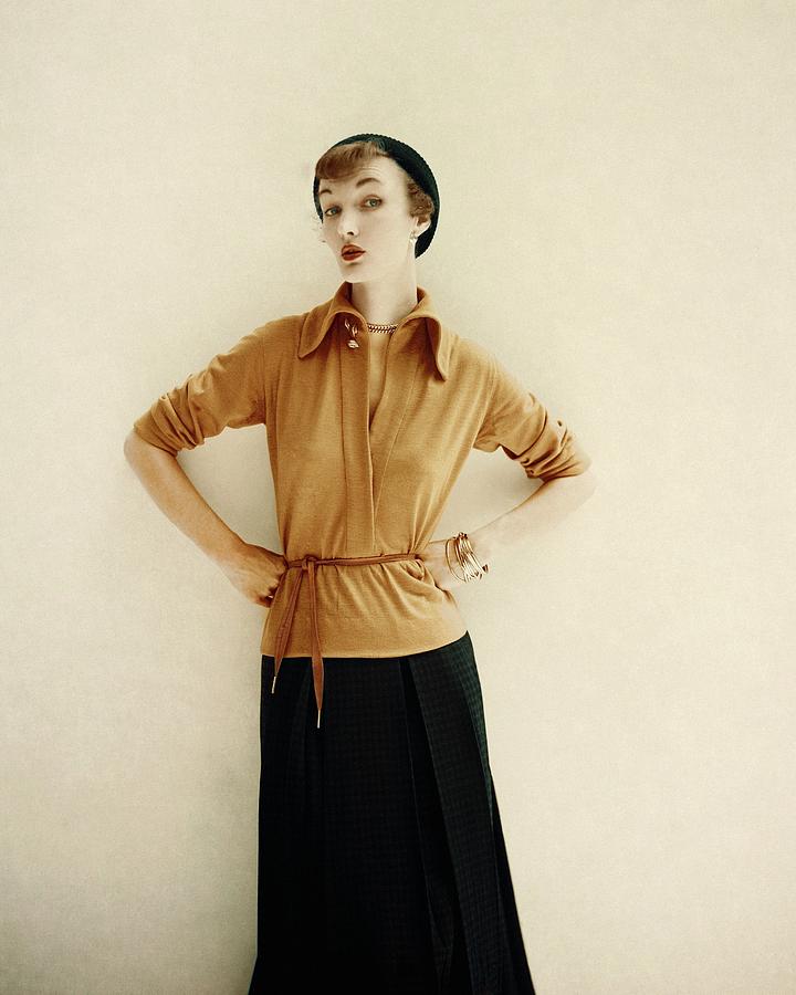 Evelyn Tripp In A Yellow Shirt And Black Skirt Photograph by Frances McLaughlin-Gill