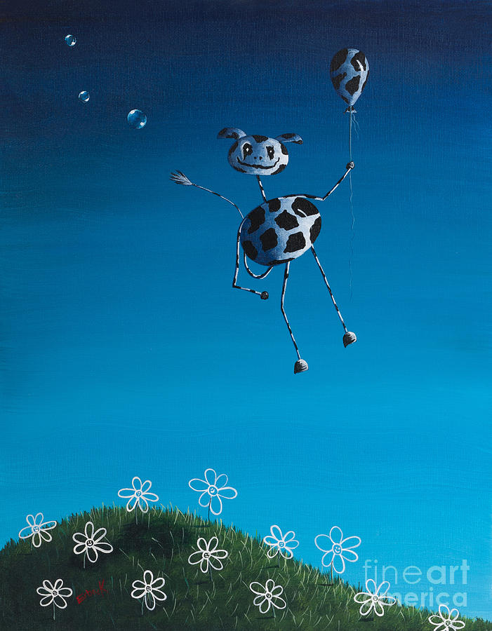 Flower Painting - Even Cows Have Strange Dreams by Shawna Erback by Moonlight Art Parlour