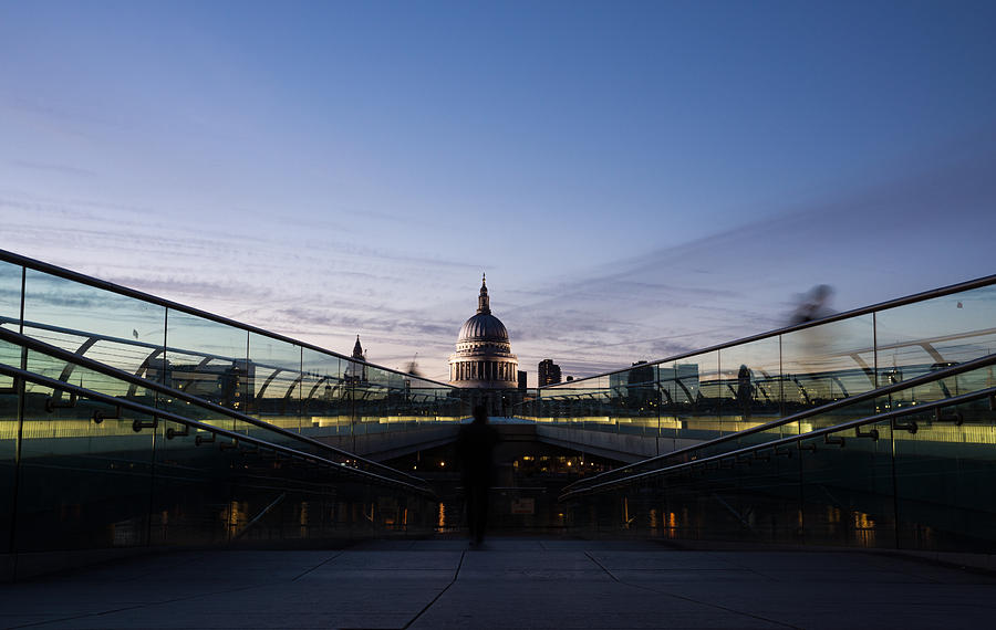 Even the Clouds Aligned with St Pauls Cathedral and the Millennium Bridge - London Photograph by Georgia Mizuleva