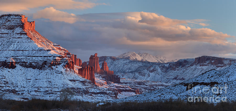 Evening At Fisher Towers - Panorama Photograph by Adam Jewell