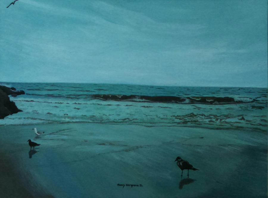 Seascape Painting - Evening at long beach by Henry Hargrove Jr