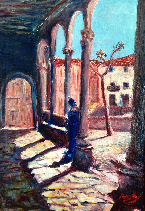 Town Painting - Evening at the atrium by  Angel de Paz