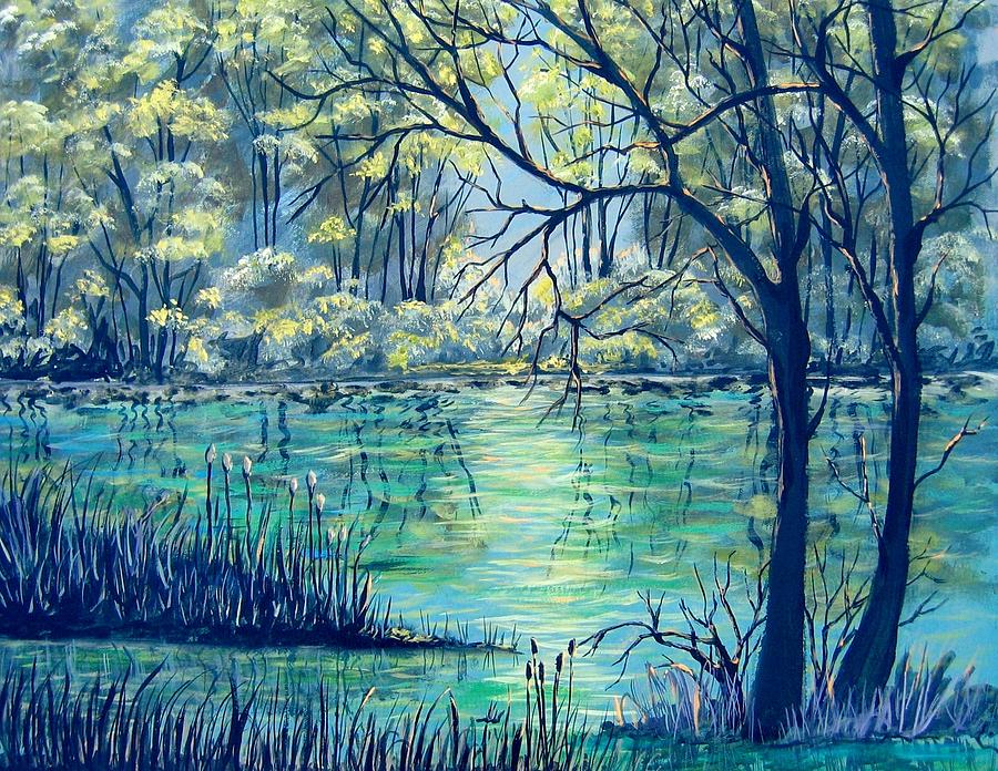 Evening at the Bayou Painting by Suzanne Theis