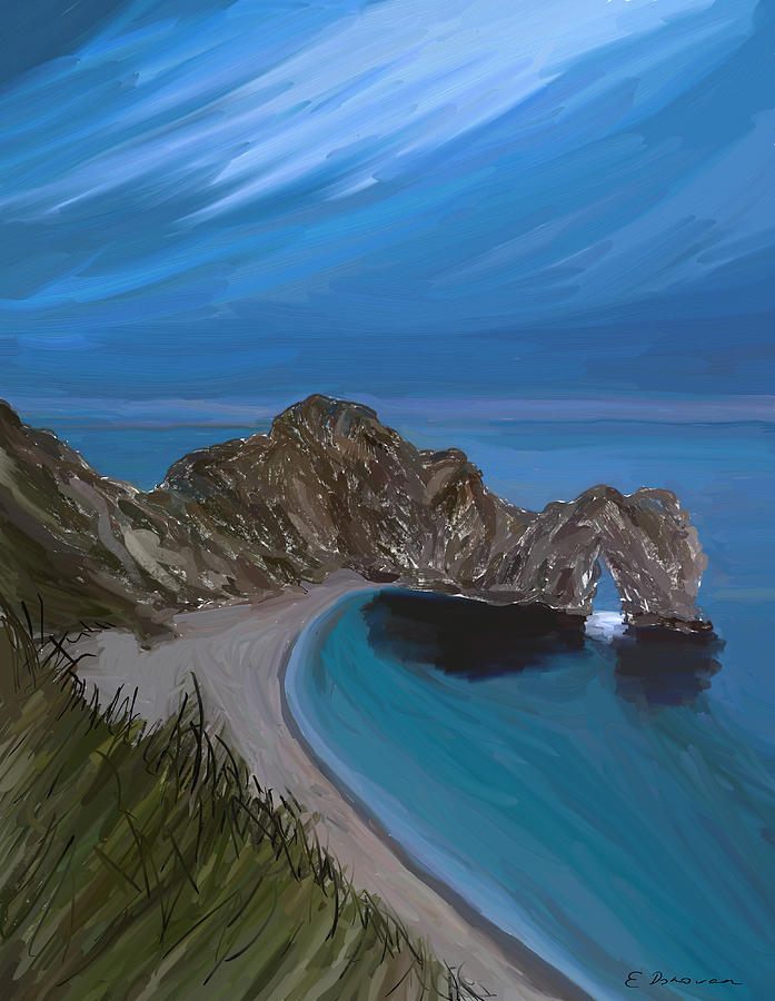 Durdle Door Painting - Evening at Durdle Door by Eliza Donovan Durdle Door Painting - Evening at Durdle Door by Eliza Donovan