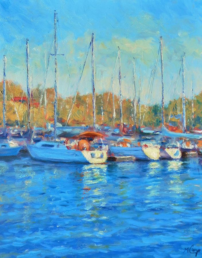 Evening at the Marina Painting by Michael Camp