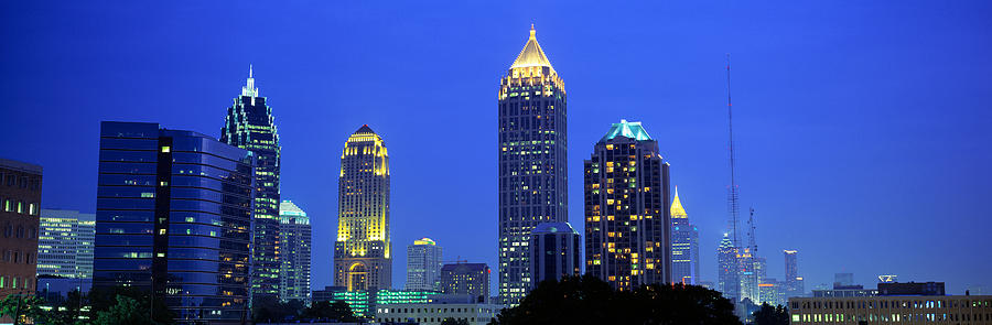 Skyscraper Photograph - Evening, Atlanta, Georgia, Usa by Panoramic Images