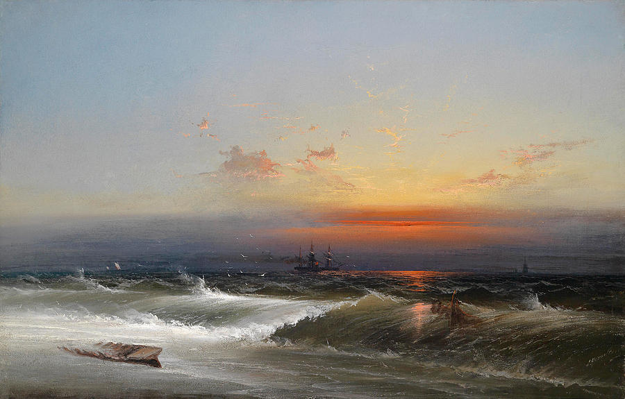 Evening atmosphere over a coastal landscape Painting by James Hamilton