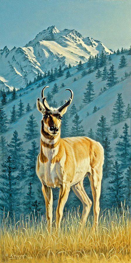 Wildlife Painting - Evening Below Electric Peak by Paul Krapf