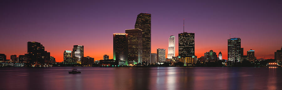 Miami Photograph - Evening Biscayne Bay Miami Fl by Panoramic Images