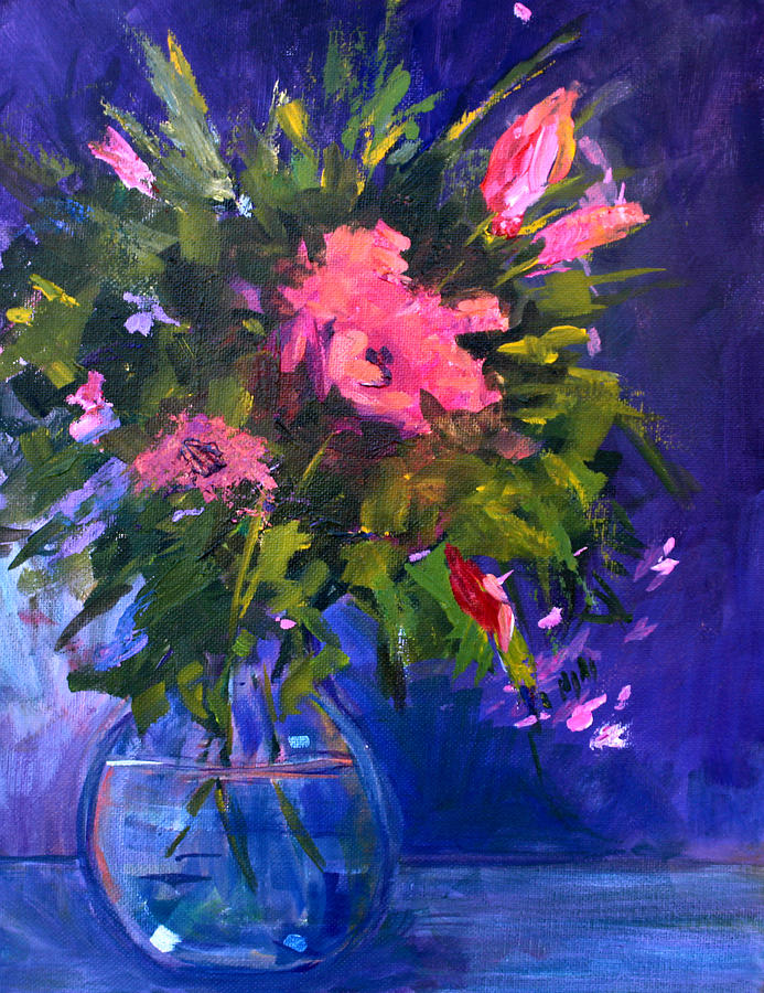 Abstract Painting - Evening Blooms by Nancy Merkle