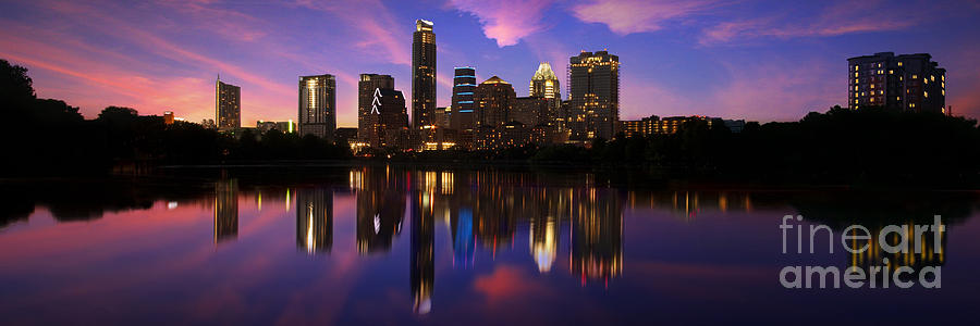 Austin Photograph - Evening Blue Austin Panoramic by Randy Smith