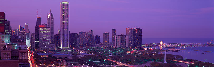 Chicago Photograph - Evening Chicago Il Usa by Panoramic Images