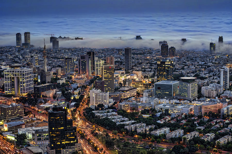 Israel Photograph - Evening City Lights by Ron Shoshani