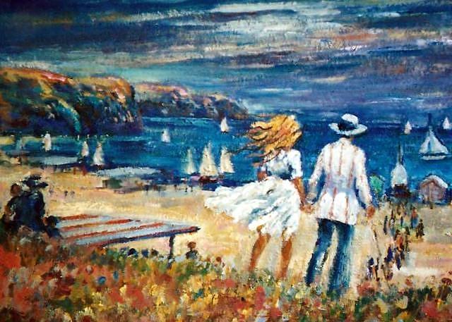 Evening Cliff Walk Painting by Philip Corley