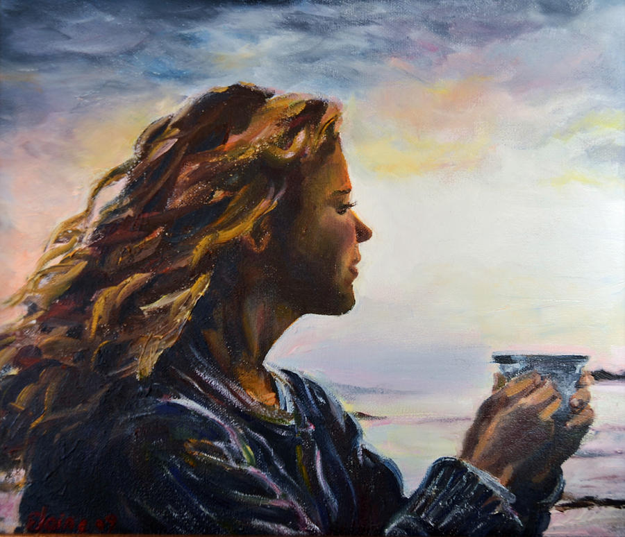 Evening Coffee Painting by Elaine Berger