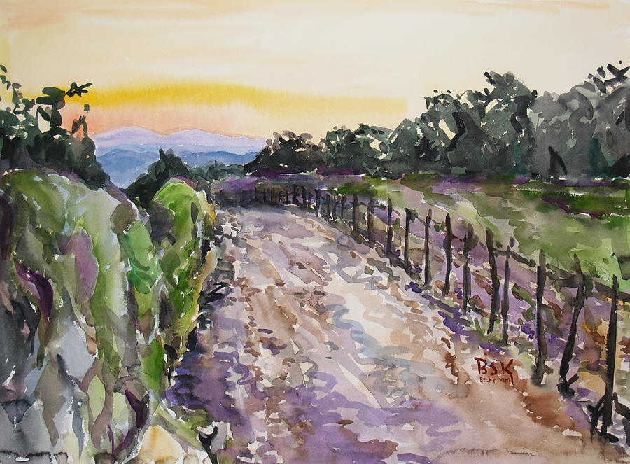 Evening Country Road Painting by Becky Kim