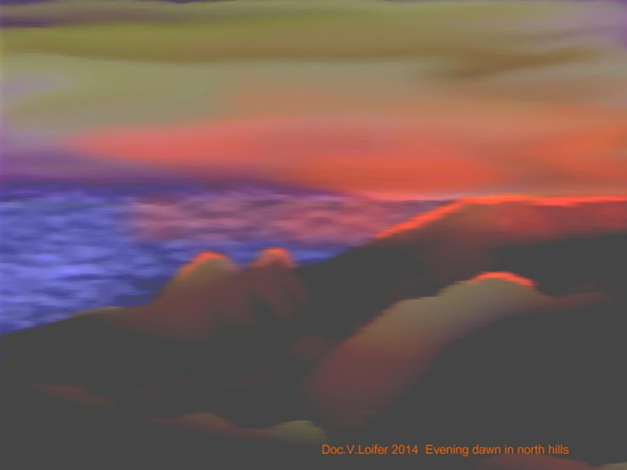 Evening dawn in north hills Digital Art by Dr Loifer Vladimir
