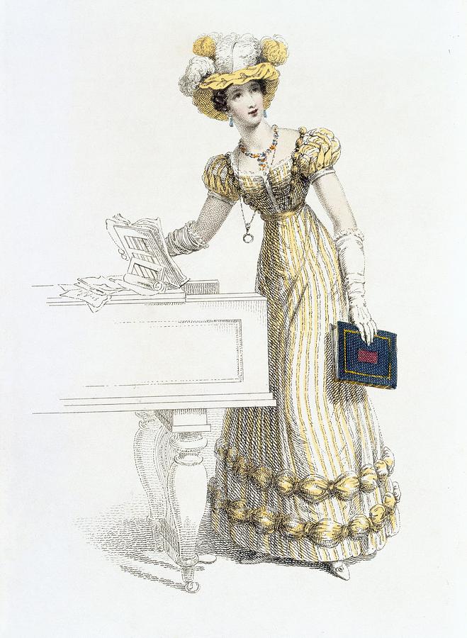 Evening Dress, Fashion Plate Drawing by English School