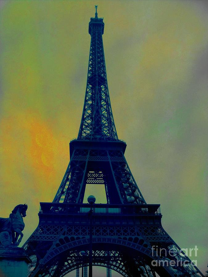 Eiffel Tower Digital Art - Evening Eiffel Tower by Marina McLain