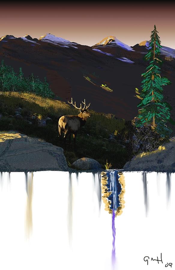 Wildlife Digital Art - Evening Elk by J Griff Griffin