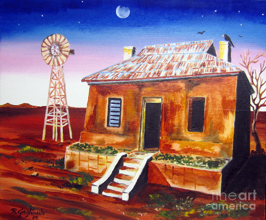 Evening falling in the Australian Outback Painting by Roberto Gagliardi