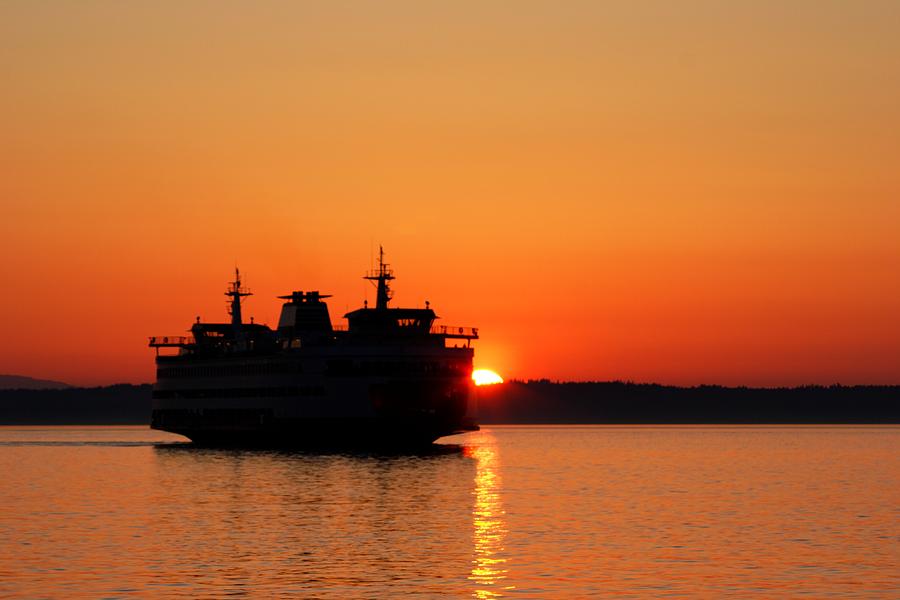 Evening Ferry Photograph by Alexander Fedin