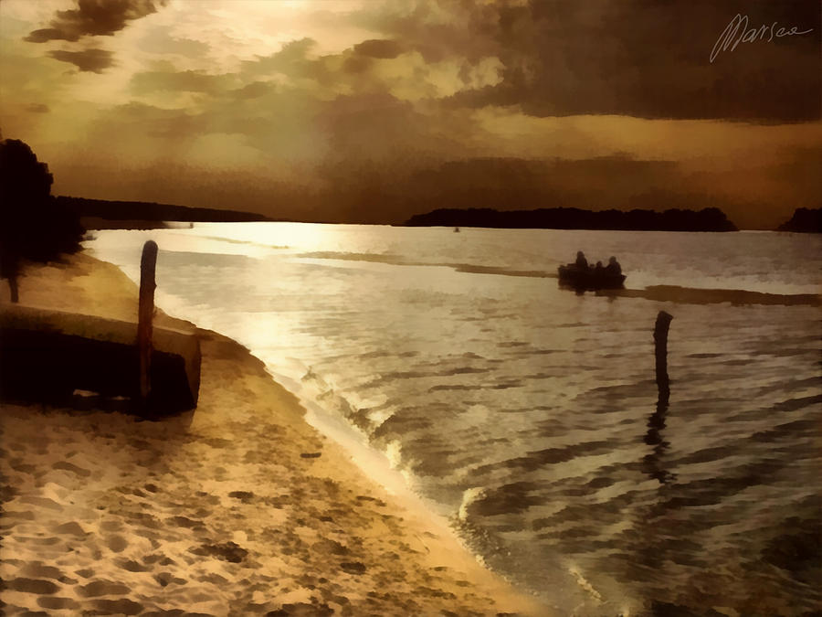 Sunset Digital Art - Evening fishing by Marina Likholat