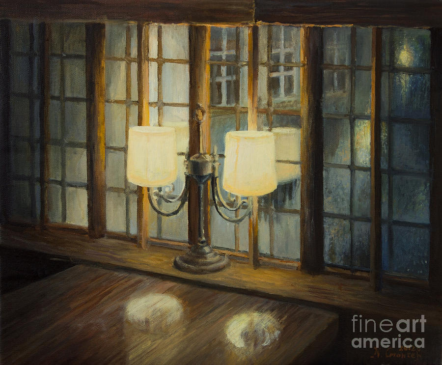 Lamp Painting - Evening for Two by Kiril Stanchev